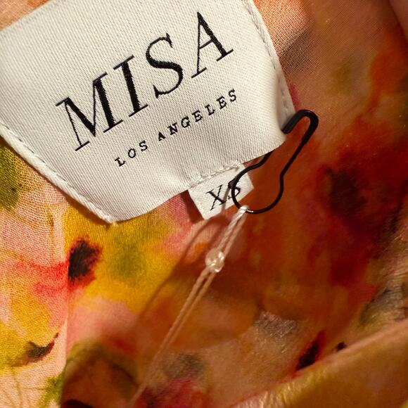 MISA Los Angeles Claudita Golden Floral Ruffle Chiffon Garden Maxi NWT $490 XS - Picture 4 of 5